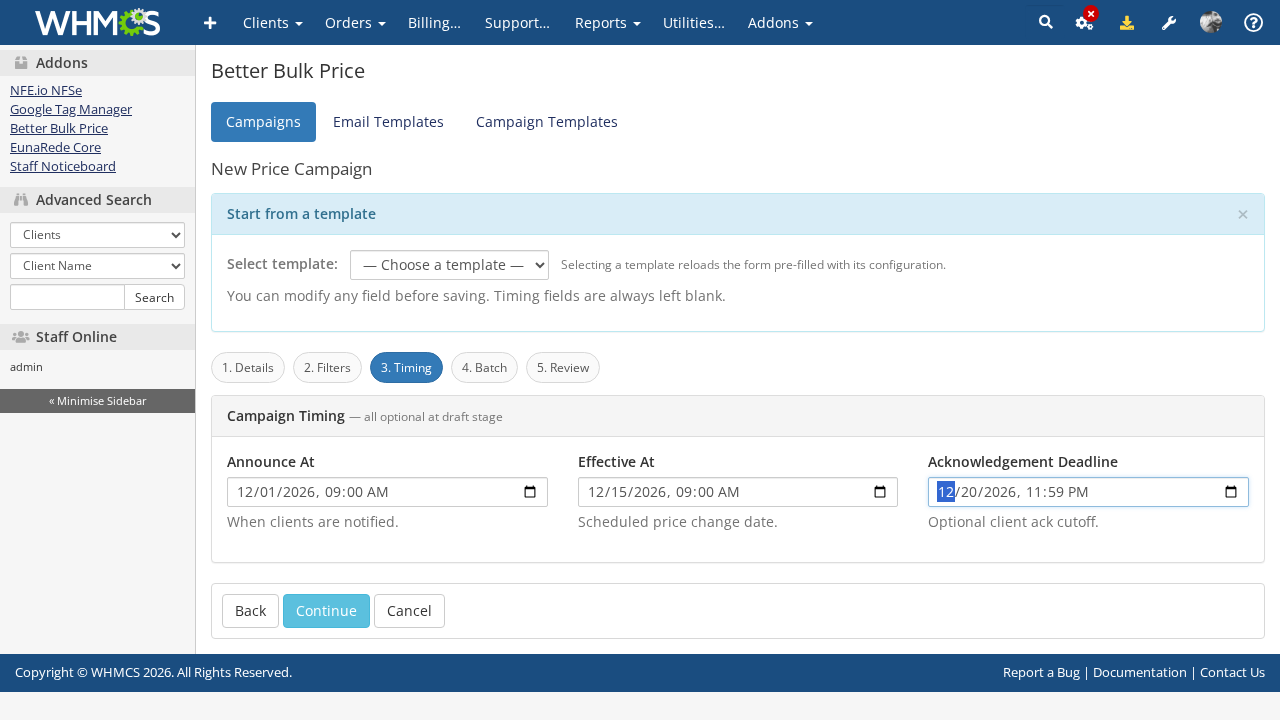 Better Bulk Price campaign scheduling