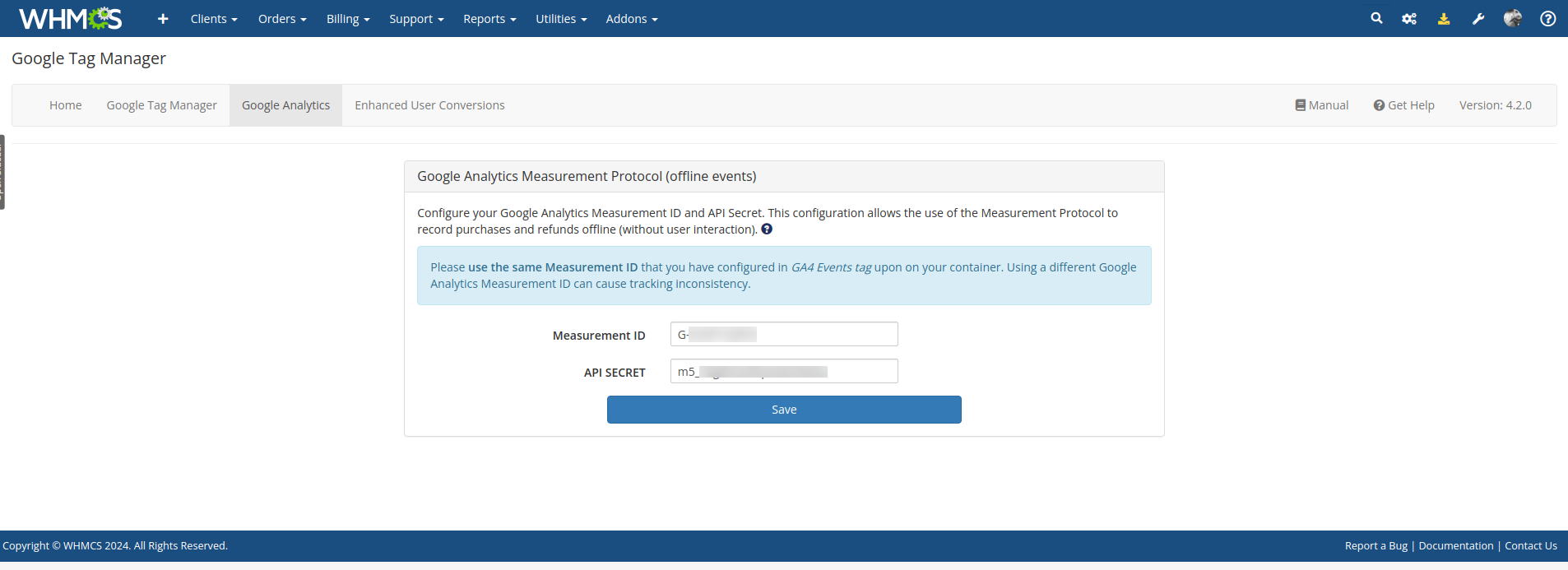 whmcs-google-analytics-ga4-settings